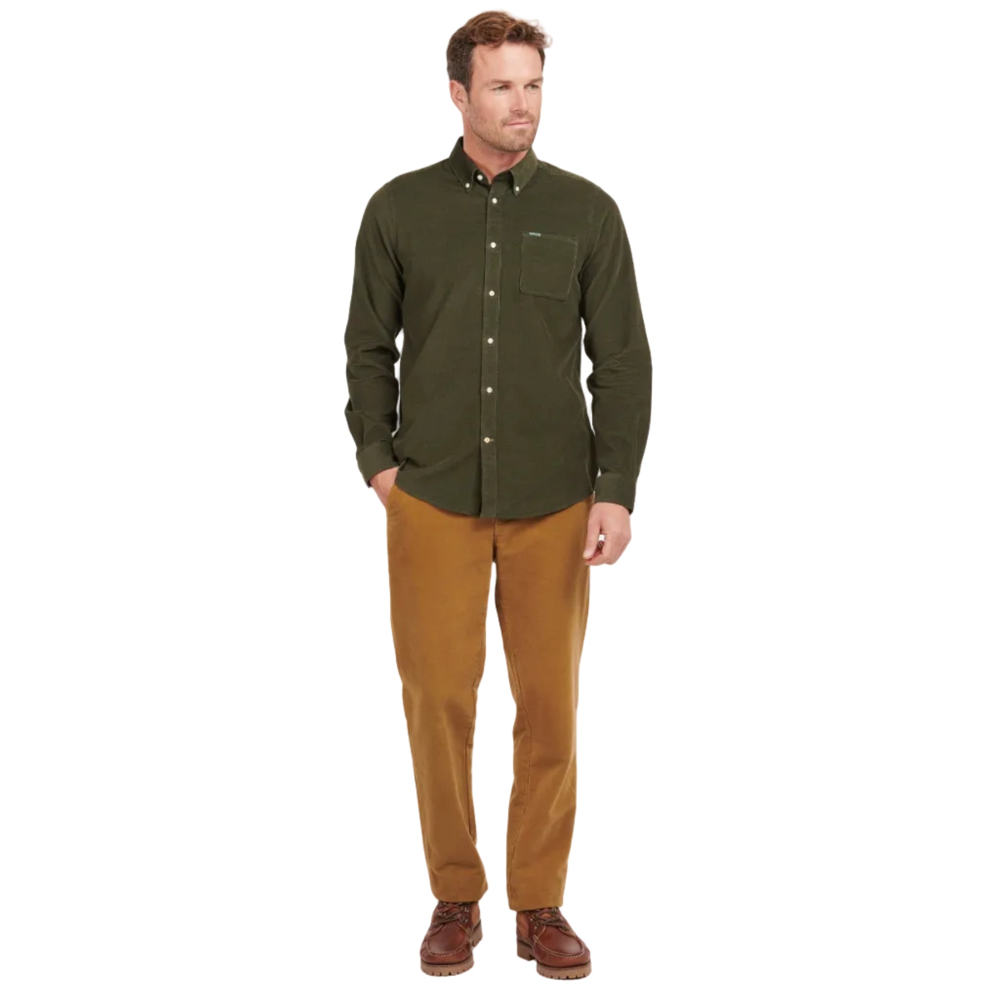 Barbour Mens Shirt Ramsey Tailored Cord Forest