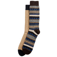 Barbour Mens Socks 2 Pack Fairisle Birchwood
