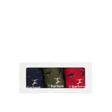 Barbour Mens Socks 3 Pack Dog Gift Set Navy/Red/Green