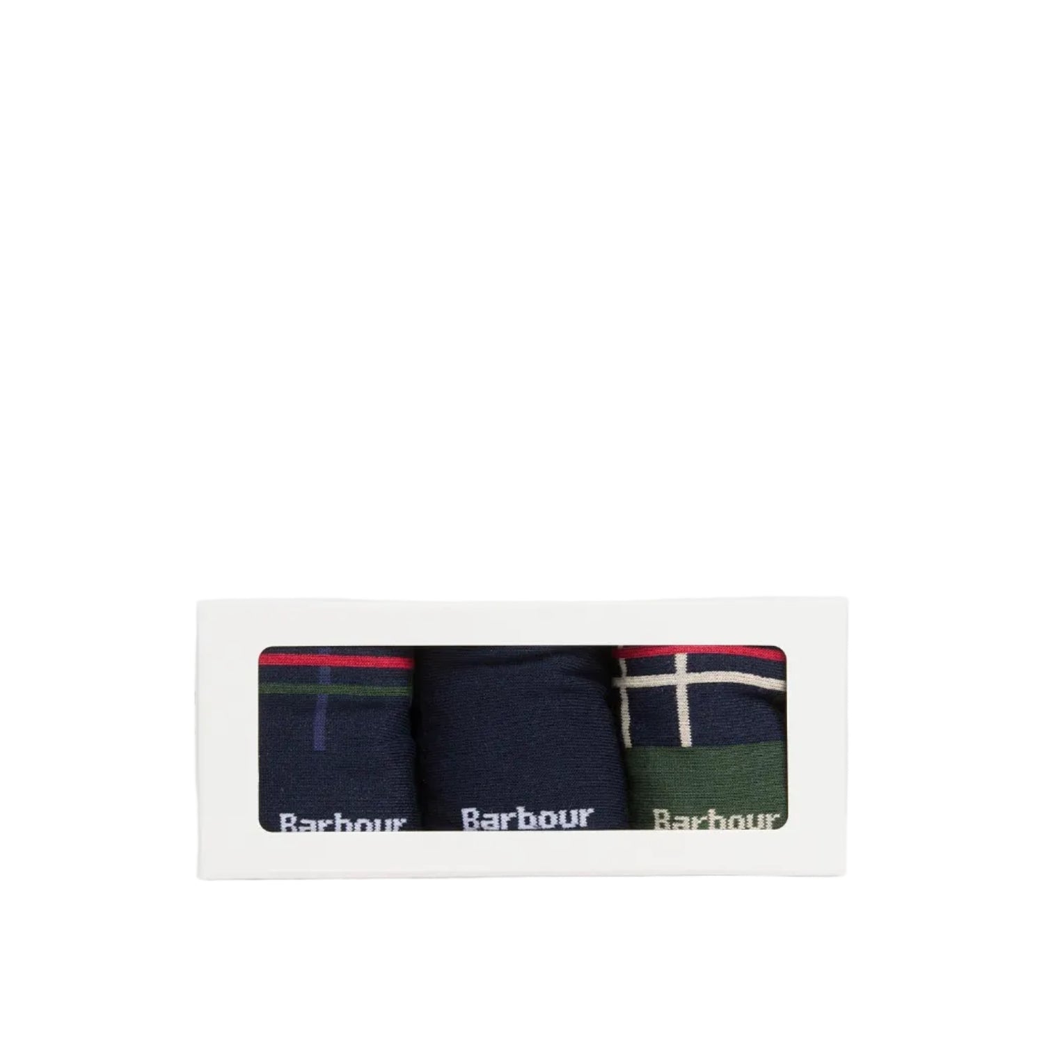 Barbour Mens Socks 3 Pack Tartan Gift Set Evergreen
