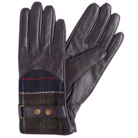 Barbour Womens Gloves Dee Tartan Dark Brown
