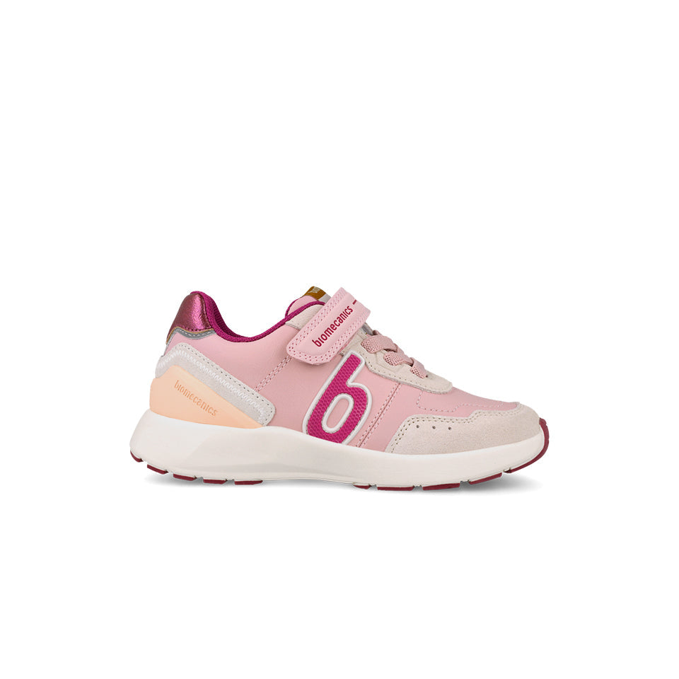 Biomecanics girls' pink and cream trainers with berry accents
