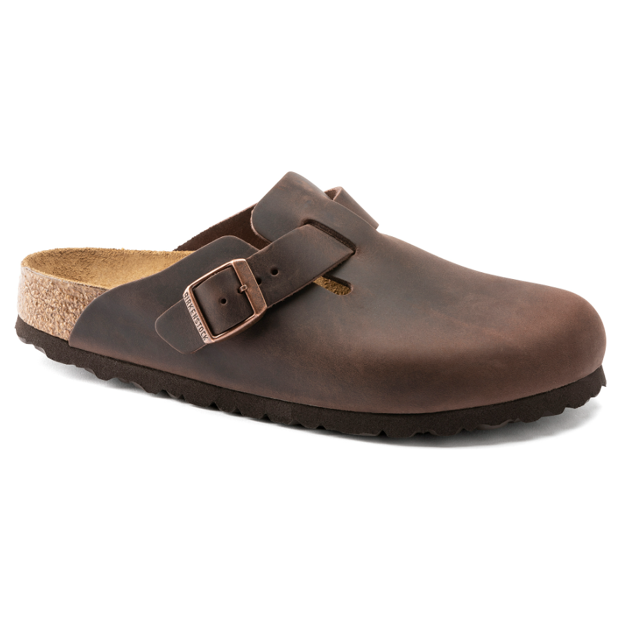 Birkenstock Boston men's habana oiled nubuck leather clog with buckle strap