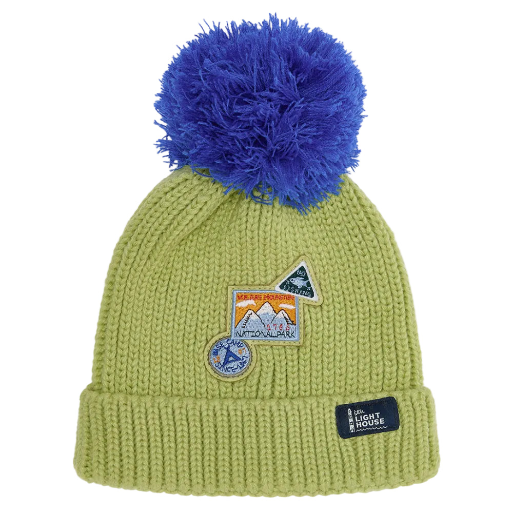Lighthouse Bobbie boys' soft lime bobble hat