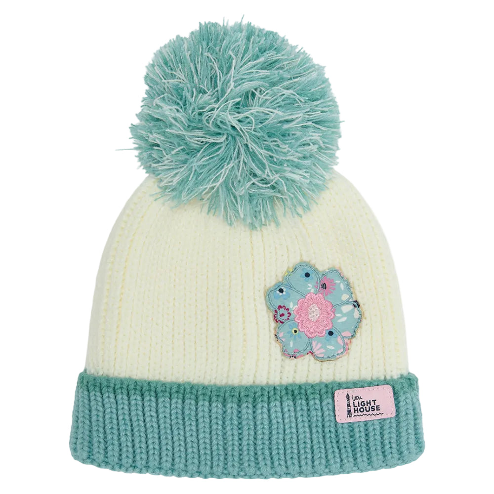 Lighthouse Bobbie girls' pastel teal bobble hat