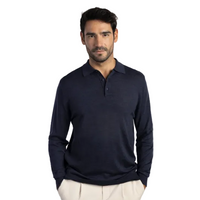 Boston Men's Long Sleeve Kitted Polo Shirt 83.406 425 Navy