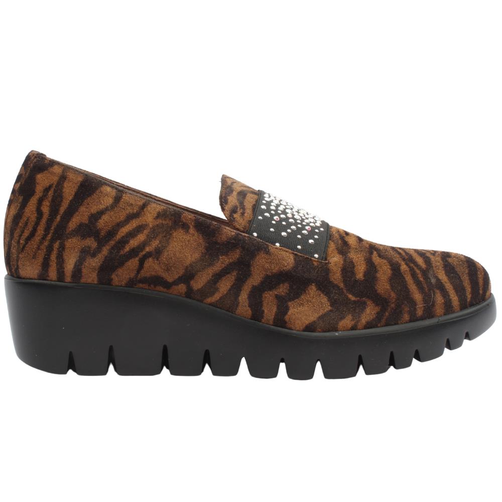 Wonders Womens Calipso Wedge Loafer C-33158 Tabac/Zebra