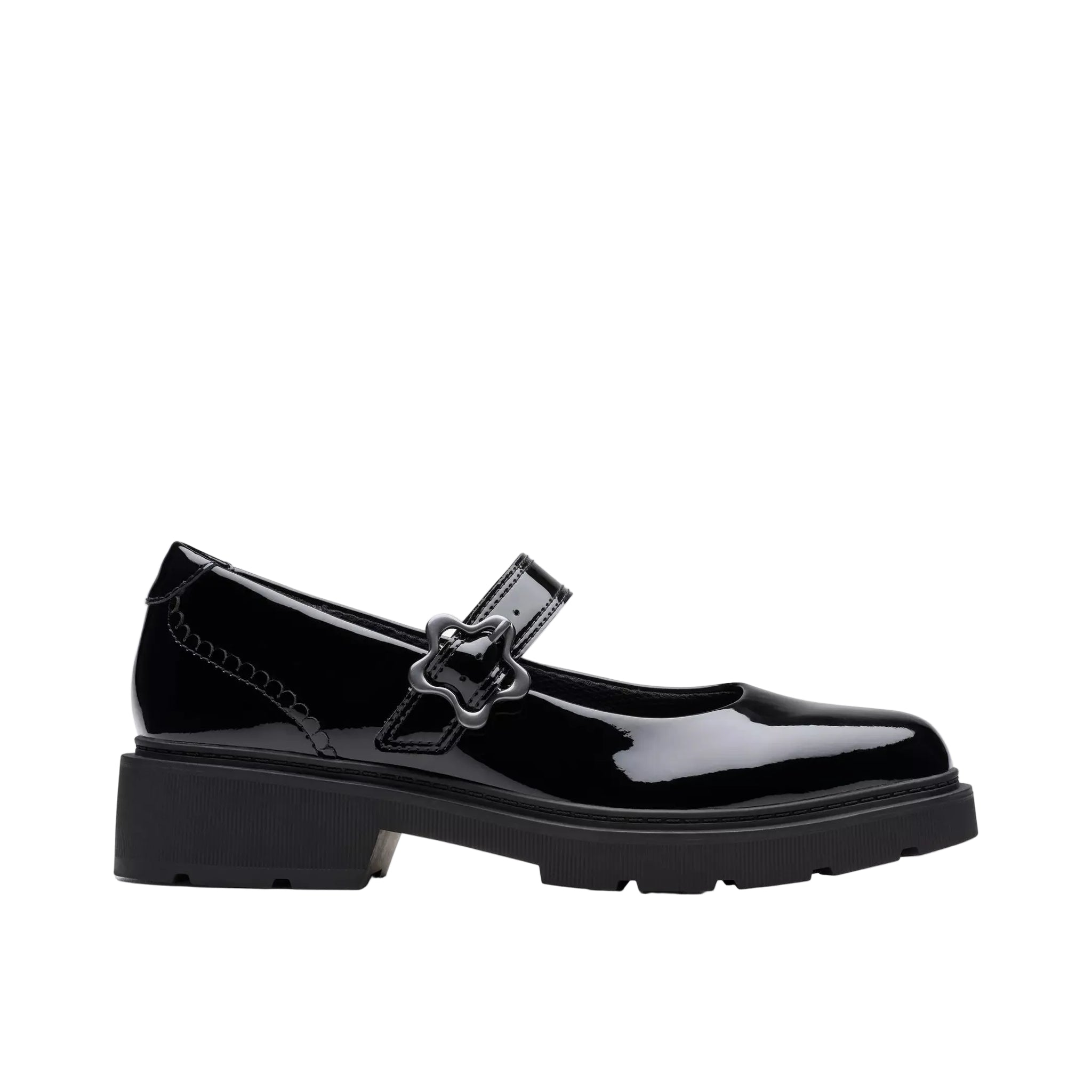 Clarks Girls School Shoe Eris Jane Y Black Patent