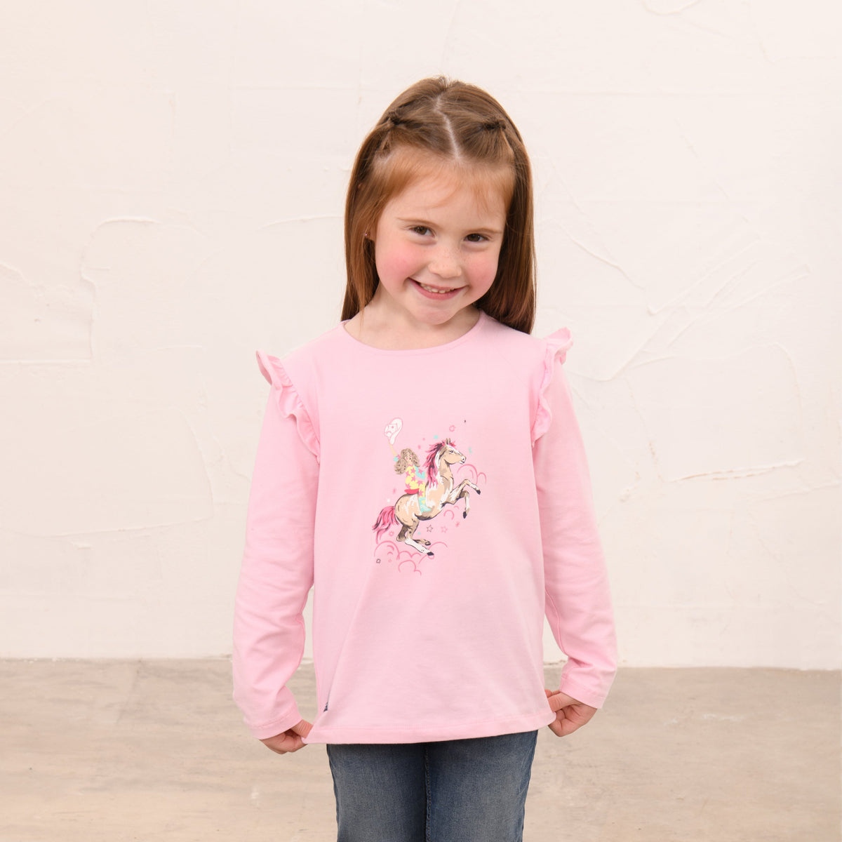 Lighthouse Causeway girls' cowgirl print long-sleeve top
