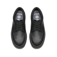 Clarks Boys School Shoe Lorcam Edge Y Black Leather