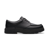 Clarks Boys School Shoe Lorcam Edge Y Black Leather