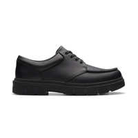 Clarks Boys School Shoe Lorcam Edge Y Black Leather