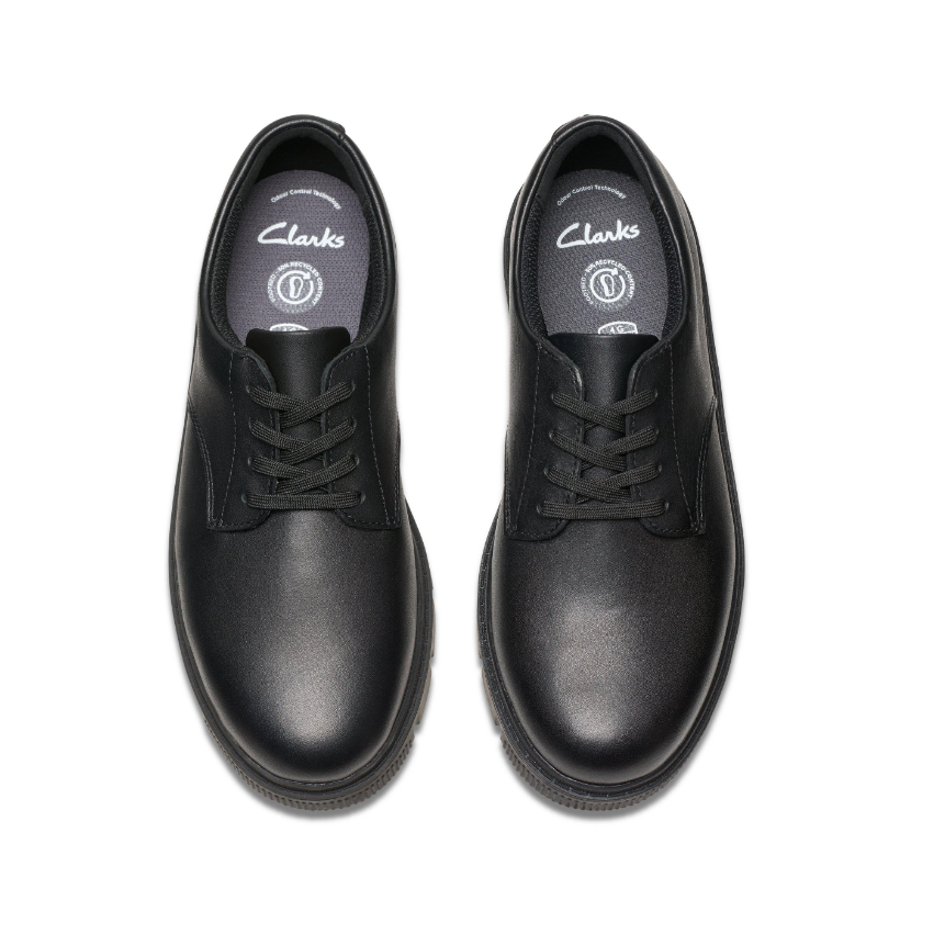 Clarks Boys School Shoe Lorcam Loop Y Black Leather