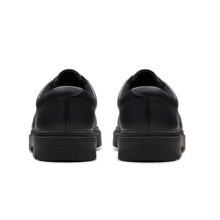 Clarks Boys School Shoe Lorcam Loop Y Black Leather