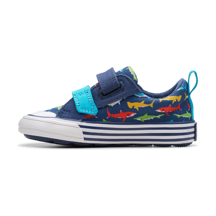 Clarks Boys Shoe Foxing Ocean T Navy Print