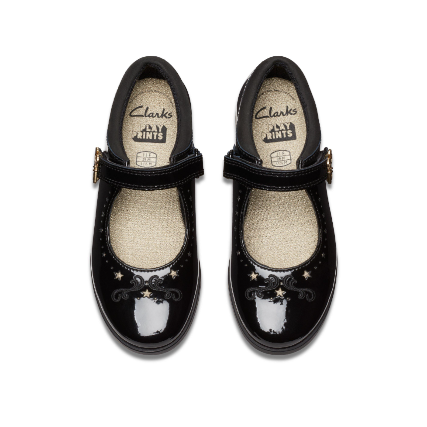Clarks Girls Shoe Lock Magic K. Black Patent