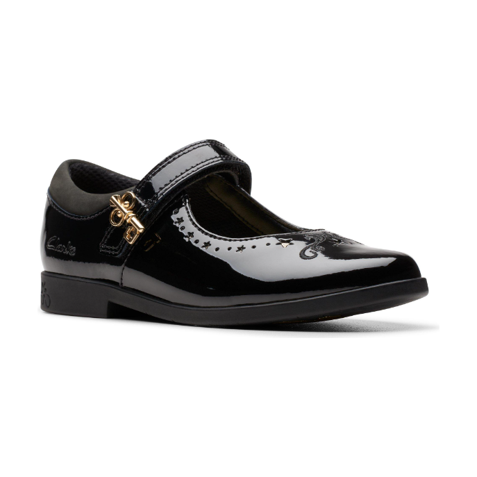 Clarks Girls Shoe Lock Magic K. Black Patent