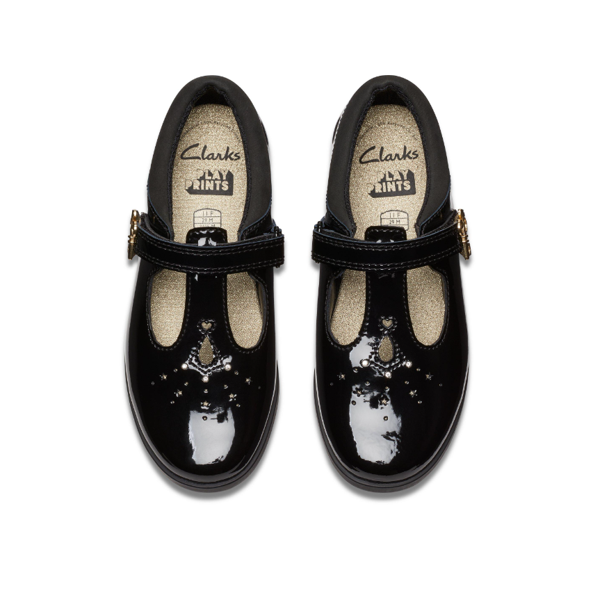 Clarks Girls Shoe Lock Shine K. Black Patent