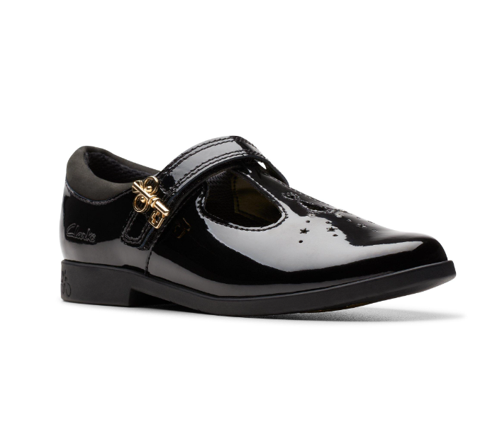 Clarks Girls Shoe Lock Shine K. Black Patent Donaghys