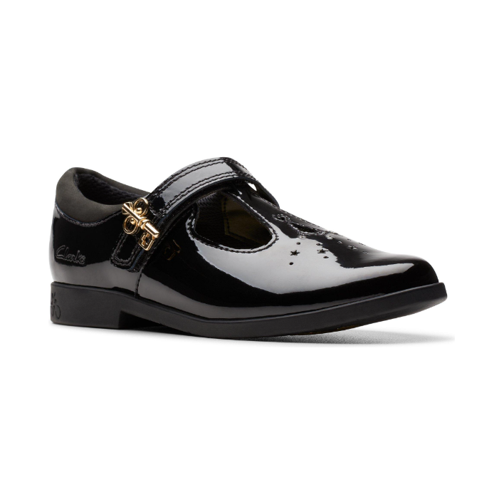Clarks Girls Shoe Lock Shine K. Black Patent Donaghys