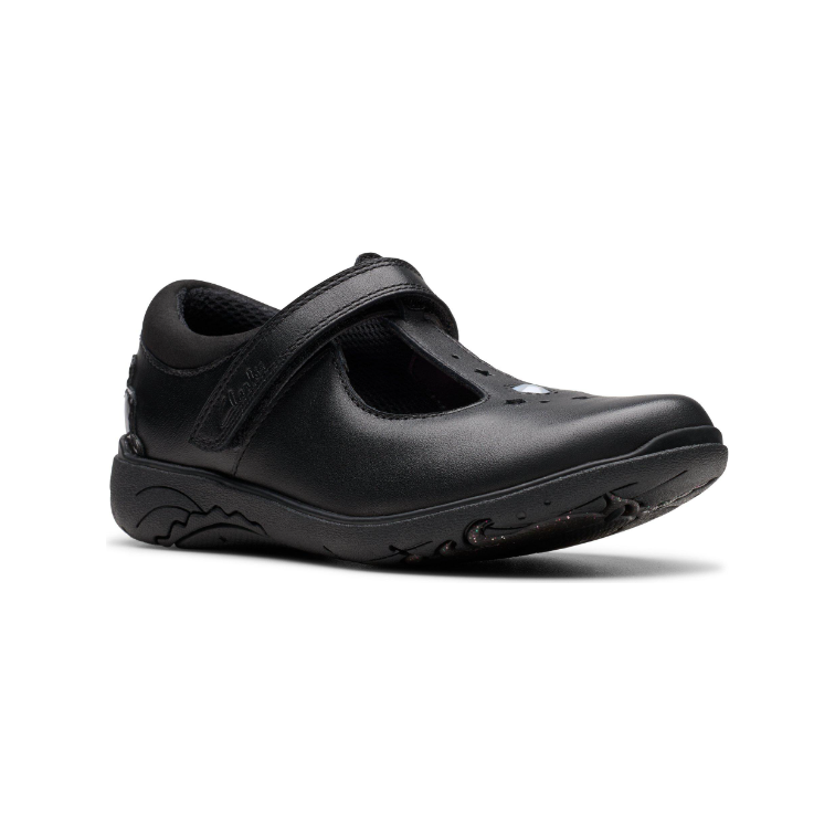 Clarks Relda Gem girls' black leather shoe