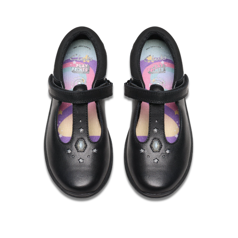 Clarks Relda Gem girls' black leather shoe