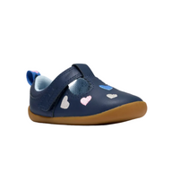 Clarks Girls Pre Walker Roamer Heart T Navy Leather