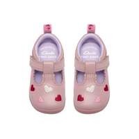 Clarks Girls Pre Walker Roamer Heart T Dusty Pink Leather