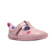 Clarks Girls Pre Walker Roamer Heart T Dusty Pink Leather