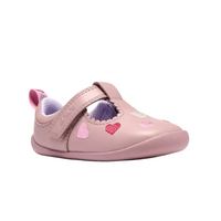 Clarks Girls Pre Walker Roamer Heart T Dusty Pink Leather