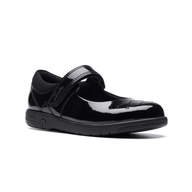 Clarks Girls Shoe Jazzy Jig K Black Patent - Donaghys