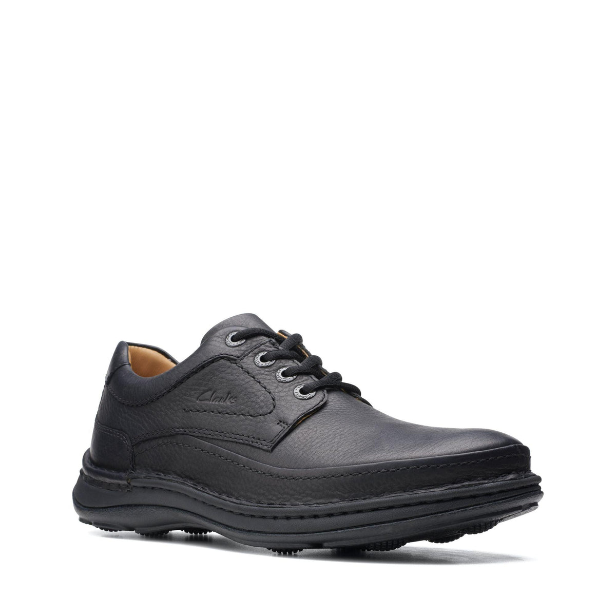 Clarks mens clearance black leather shoes