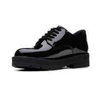 Clarks Youth Girls Prague Lace Shoe Black Patent - Donaghys