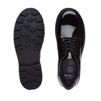 Clarks Youth Girls Prague Lace Shoe Black Patent - Donaghys