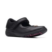 Clarks Girls Shoe Relda Sea K. Black Leather - Donaghys