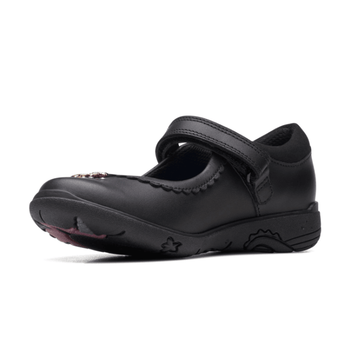 Clarks Girls Shoe Relda Sea K. Black Leather - Donaghys