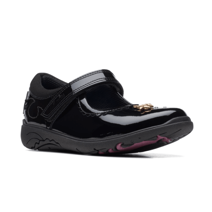 Clarks Relda Sea girls' black patent shoe
