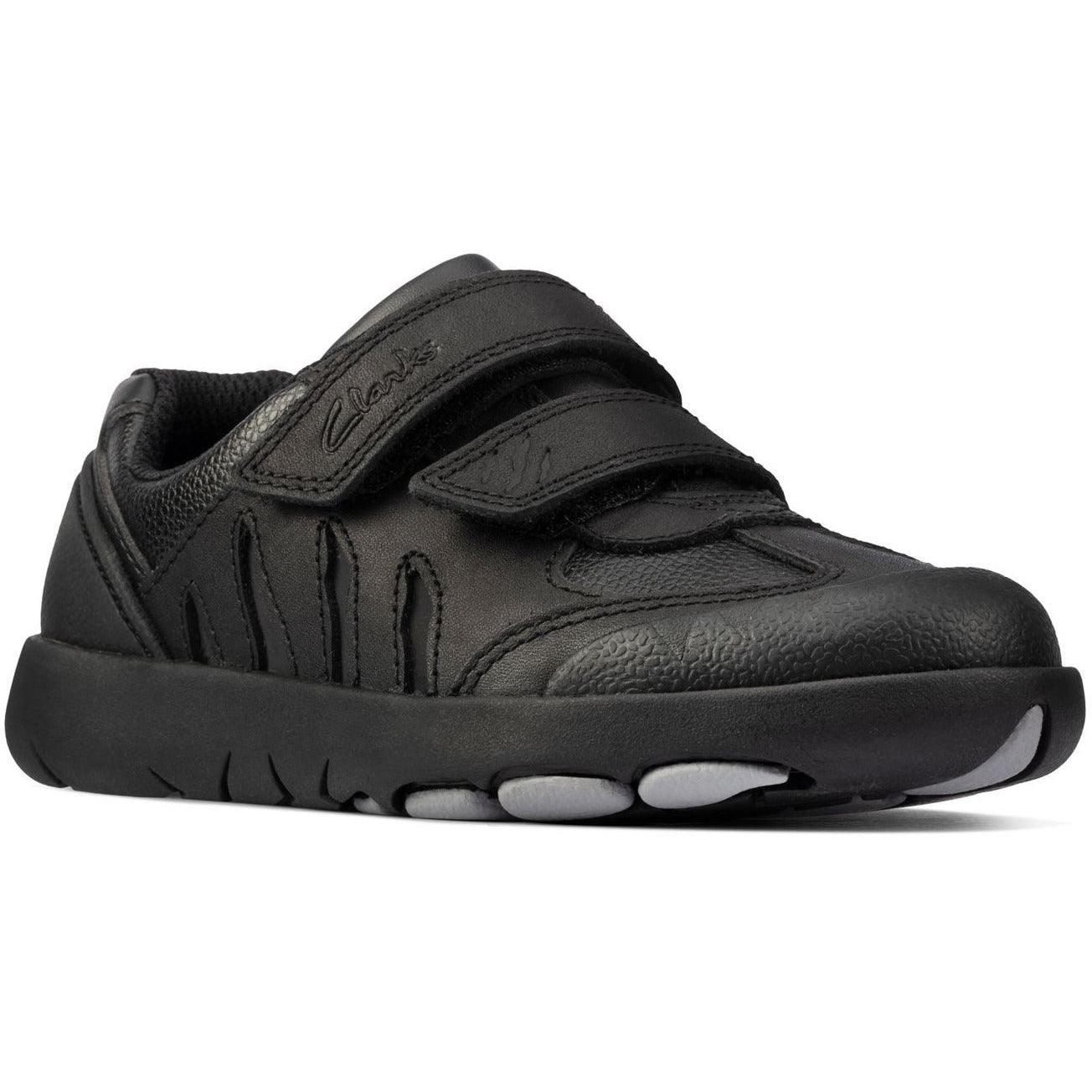 Clarks Boys School Shoe Rex Stride K Black Leather - Donaghys