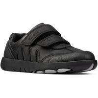 Clarks Boys School Shoe Rex Stride K Black Leather - Donaghys