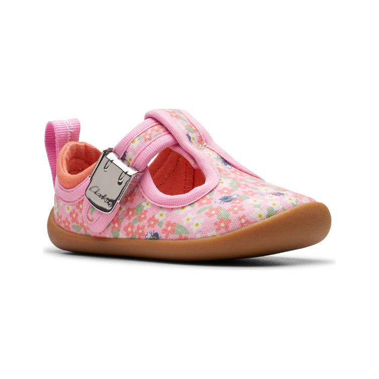 Clarks Girls Pre Walker Roamer Bloom T. Pink Print Donaghys