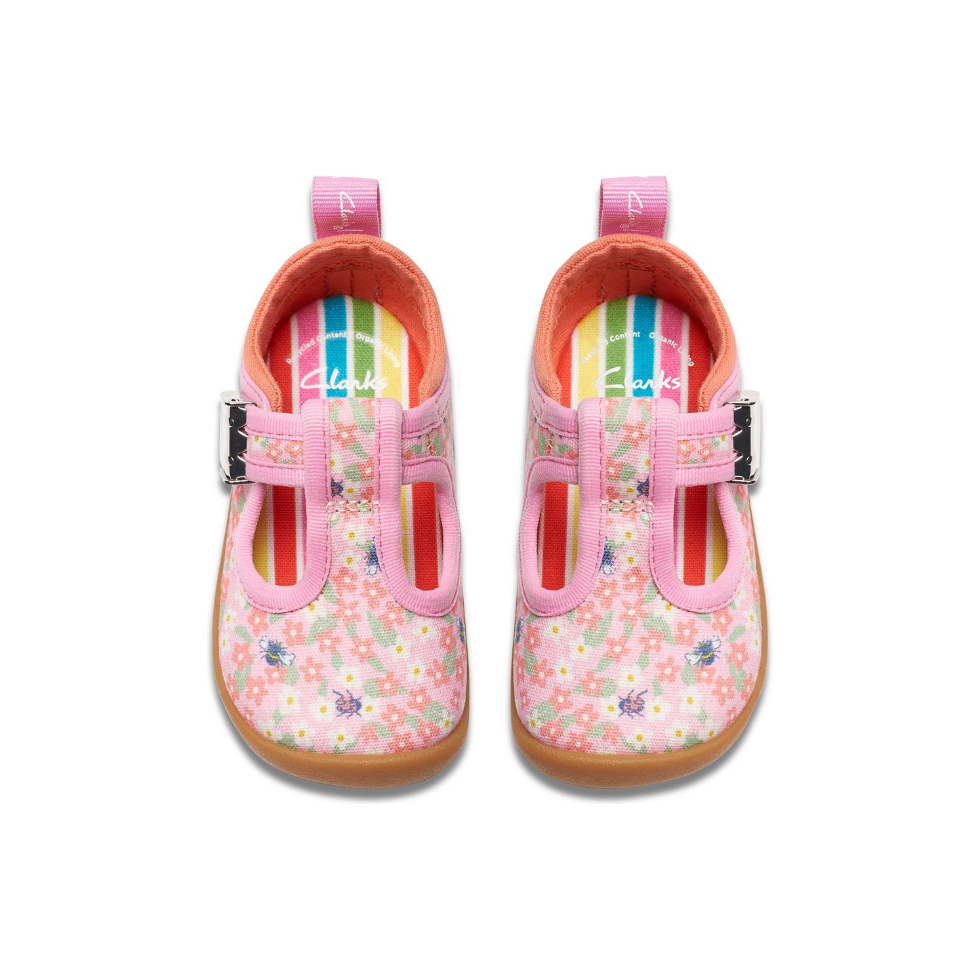Clarks Girls Pre Walker Roamer Bloom T. Pink Print Donaghys