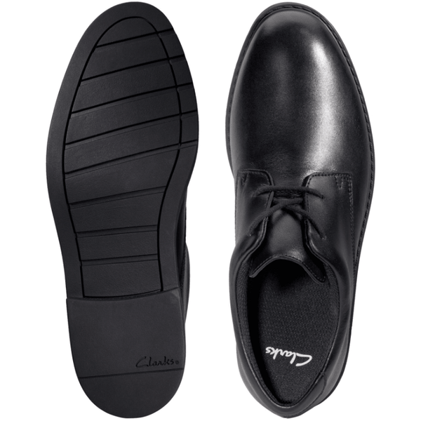 Clarks Boys School Shoe Scala Loop Y Black Leather Donaghys