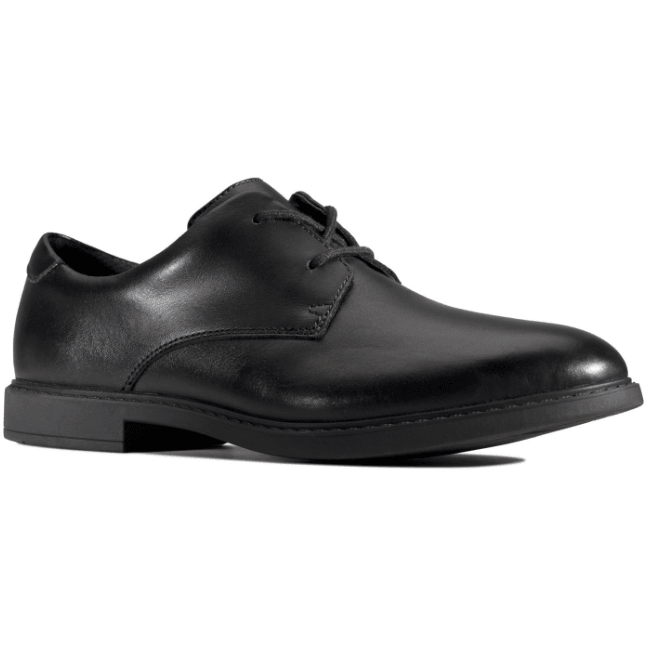Clarks Boys School Shoe Scala Loop Y Black Leather Donaghys