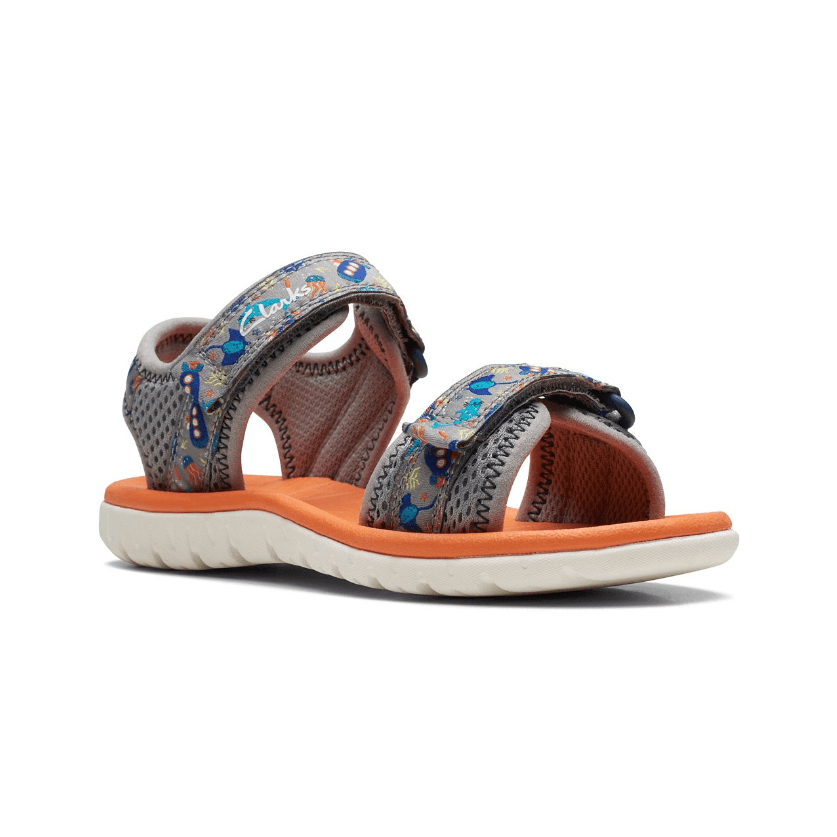 Clarks Girls Sandal Surfing Tide K Grey - Donaghys