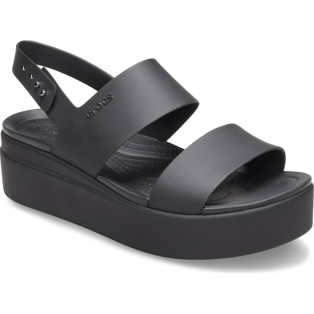 Crocs Womens Sandal Brooklyn Buckle Low Wedge Black Donaghys