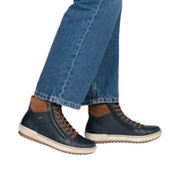 Rieker women's blue leather lace-up boot