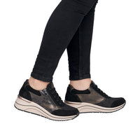 Rieker women's black lace-up trainer