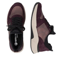 Rieker women's red suede lace-up trainer