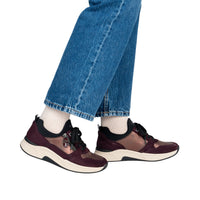 Rieker women's red suede lace-up trainer