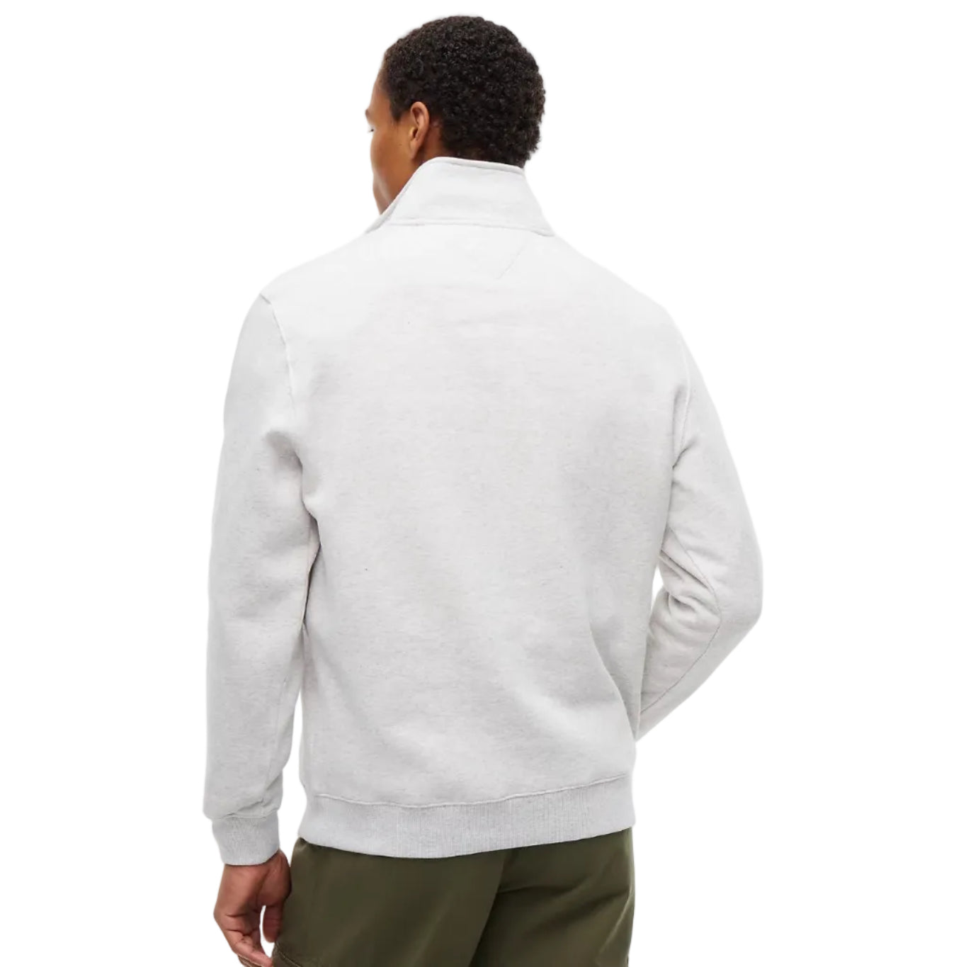 Tommy Jeans Mens 1/4 Zip Fleece Mock Ice Grey Heather